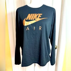NIKE black long sleeve shirt, rose gold swoosh detail, size XL
